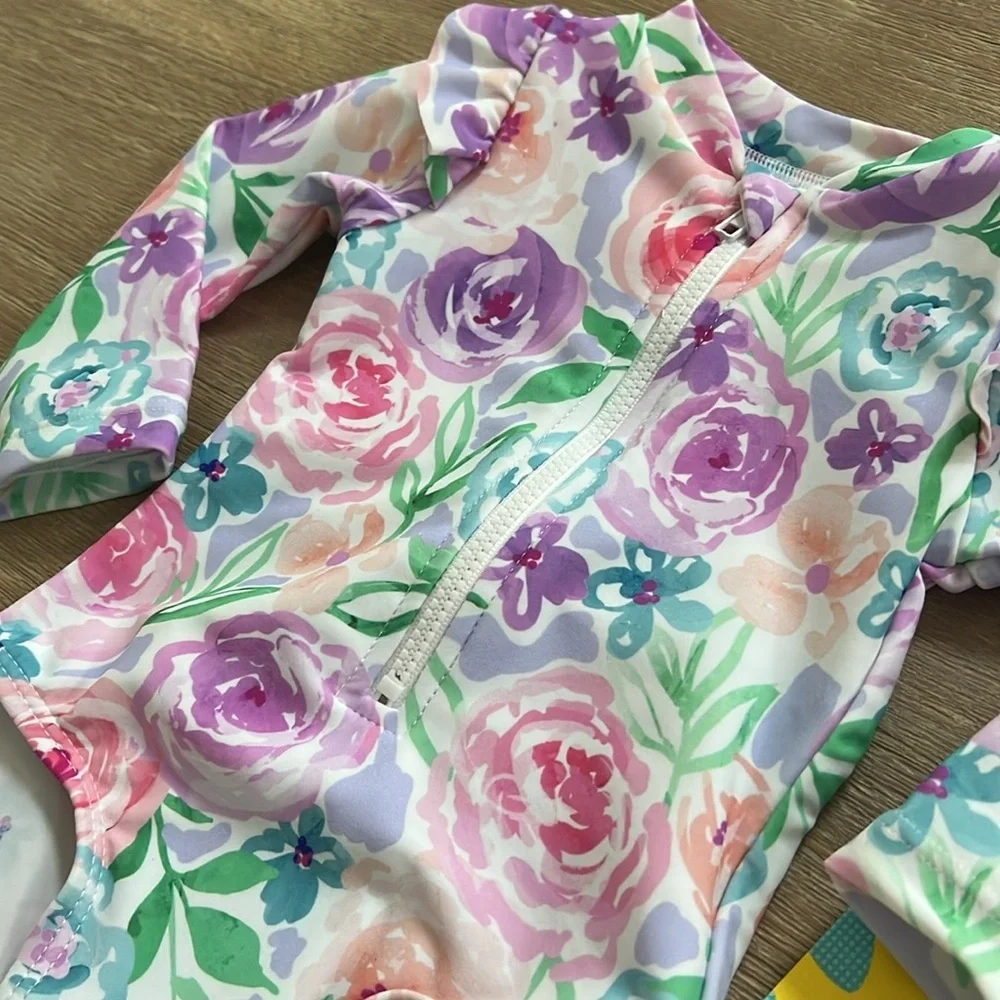 Little Me Baby Girl Rashguard Floral One Piece Swimsuit 12 months Swim
